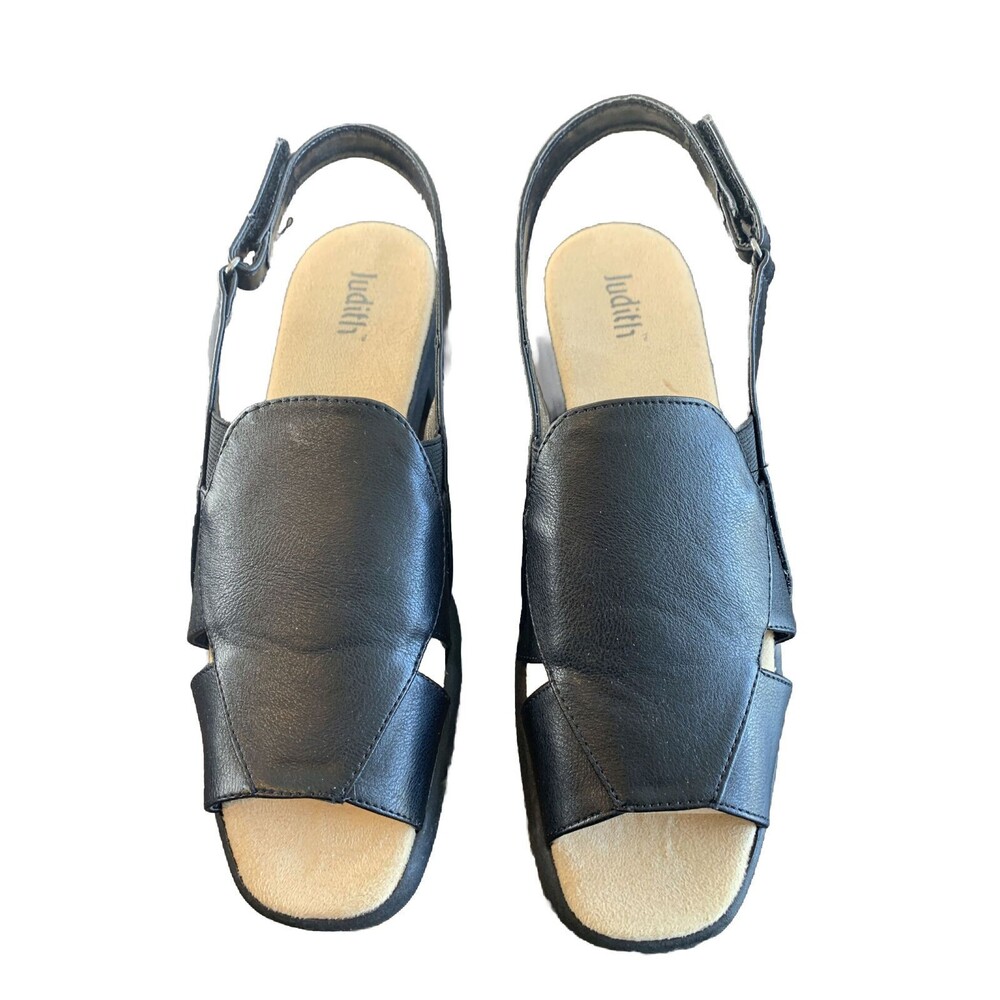 Judith Womens Sandals Size 8.5 Black Smooth Slingback Suede